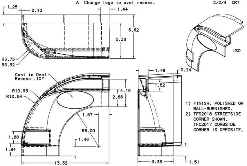 Polished Cast Aluminum Front Corner